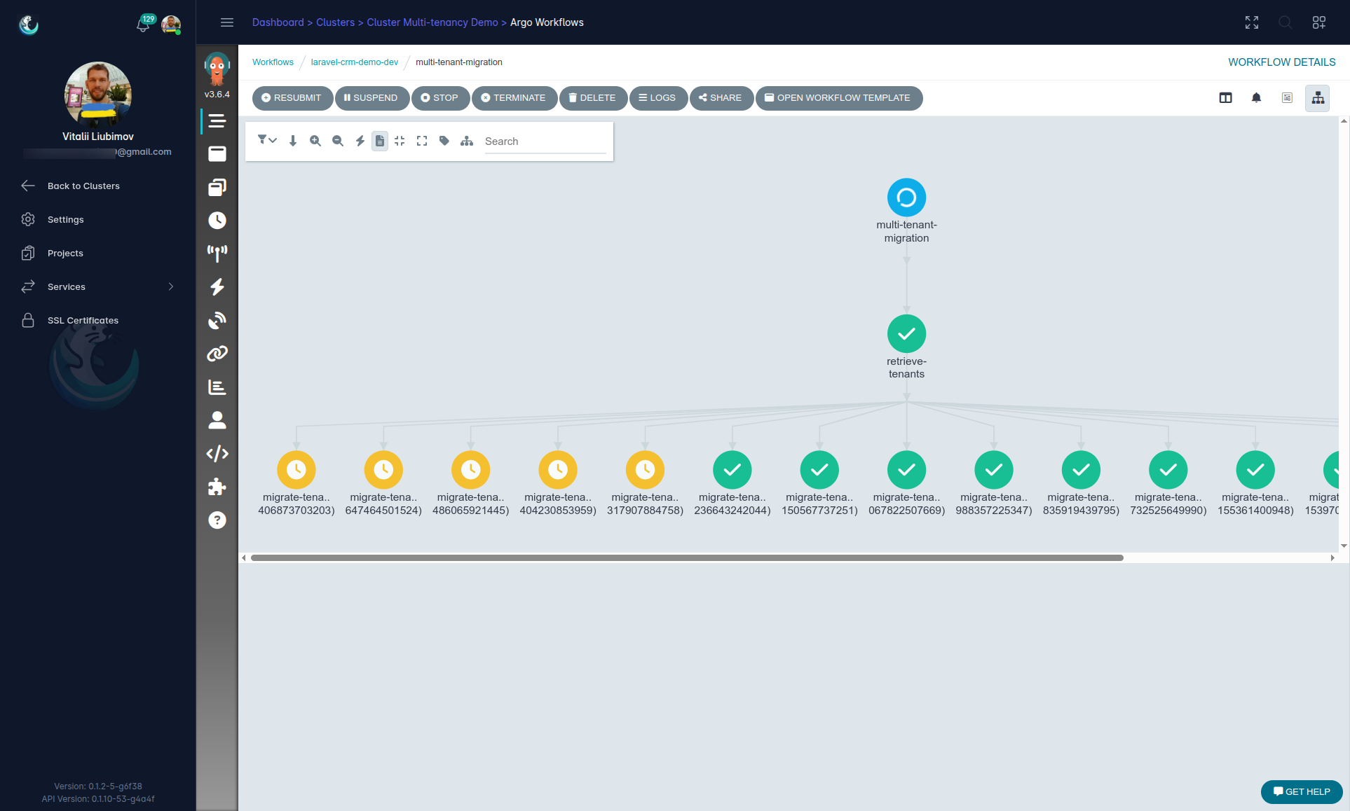 Argo Workflow Embedded User interface screenshot